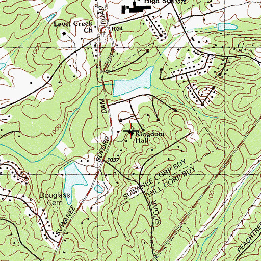 Topographic Map of Kingdom Hall, GA