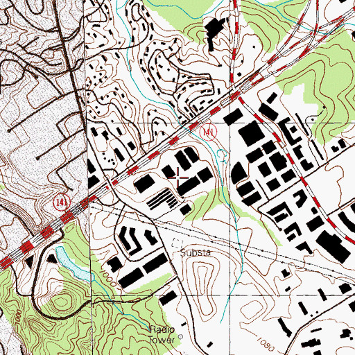 Topographic Map of Kingston Industrial Park, GA