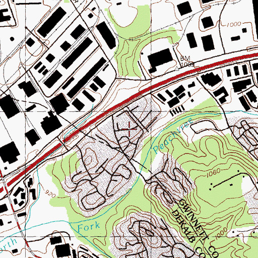 Topographic Map of Knollwood, GA