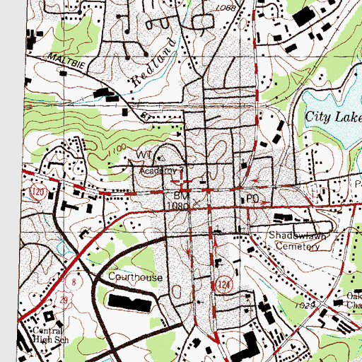 Topographic Map of Lawrenceville Library, GA