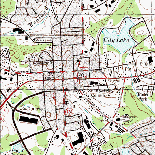 Topographic Map of Lawrenceville Post Office, GA