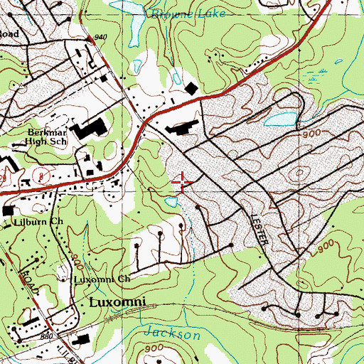 Topographic Map of Lester Woods, GA