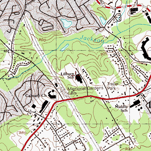Topographic Map of Lilburn Elementary School, GA