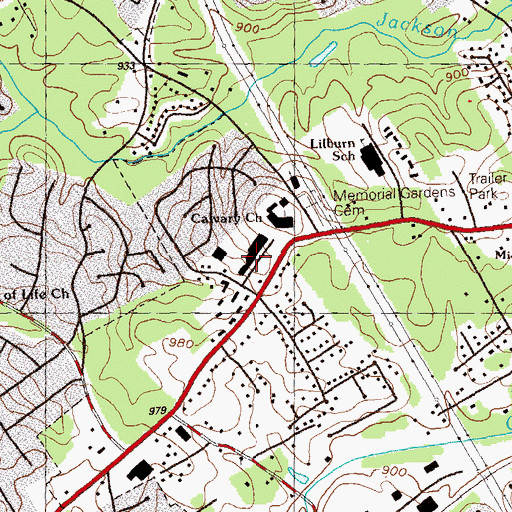 Topographic Map of Lilburn Square Shopping Center, GA