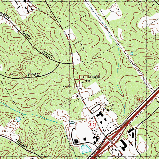 Topographic Map of Lockridge Family Cemetery, GA