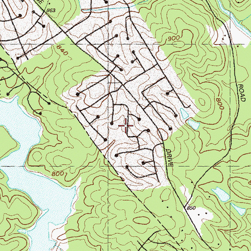 Topographic Map of Meadow Hills, GA