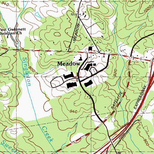 Topographic Map of Meadowbrook Business Center, GA
