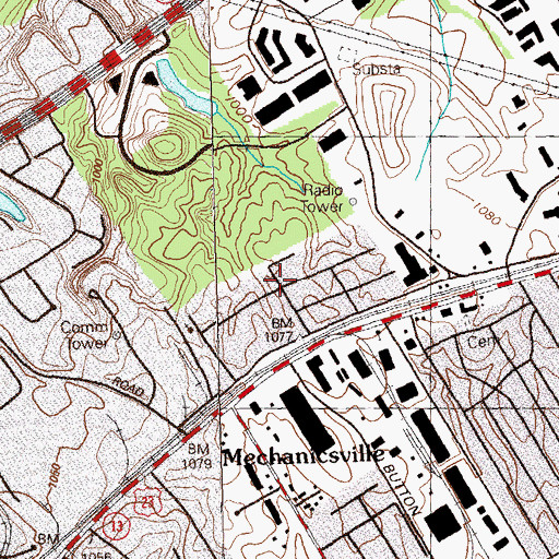 Topographic Map of Mechanicsville School (historical), GA