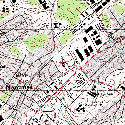 Topographic Map of Norcross Elementary School, GA