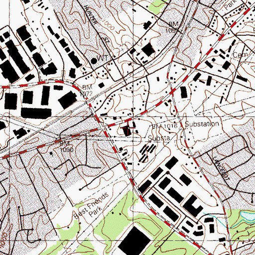 Topographic Map of Norcross Plaza Shopping Center, GA