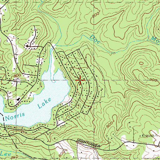 Topographic Map of Norris Lake Shores, GA