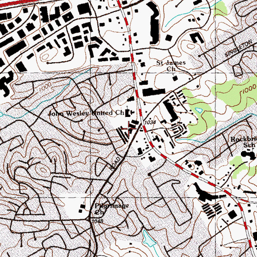 Topographic Map of North Rockbridge Plaza Shopping Center, GA