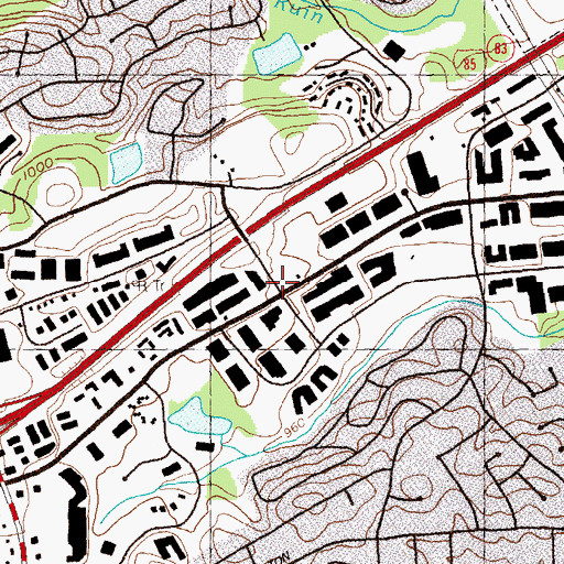 Topographic Map of Oakbrook Center, GA