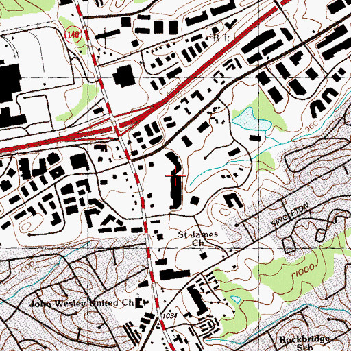 Topographic Map of Oakbrook Square Shopping Center, GA