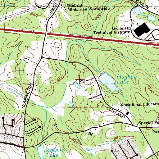 Topographic Map of Oakland Industrial Park, GA