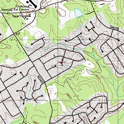 Topographic Map of Oakland North, GA