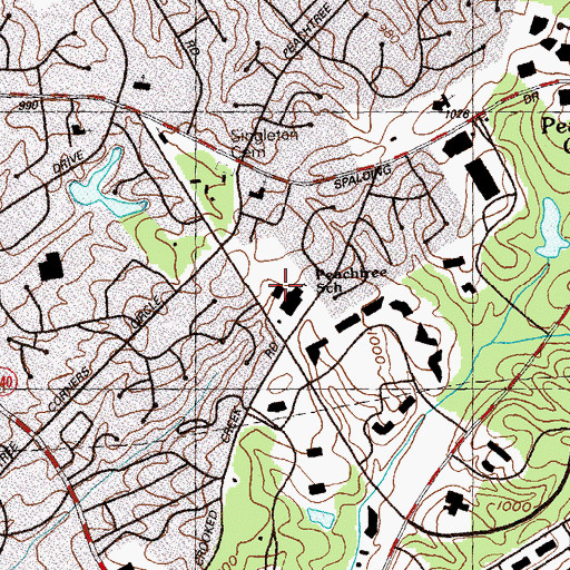 Topographic Map of Peachtree Elementary School, GA