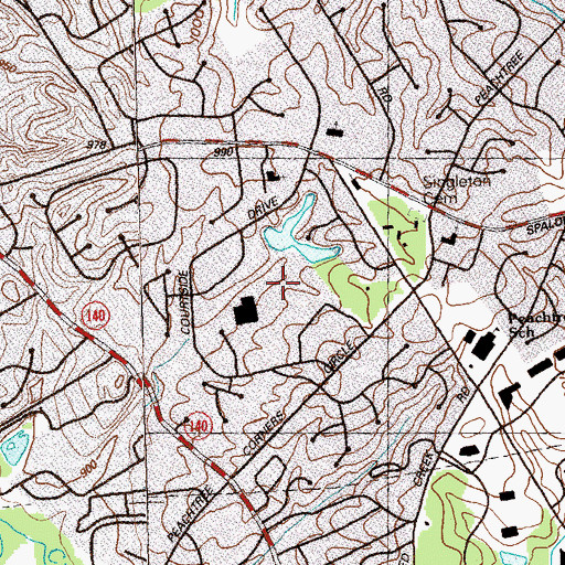 Topographic Map of Peachtree Forest, GA