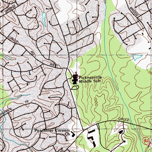 Topographic Map of Pinckneyville Middle School, GA