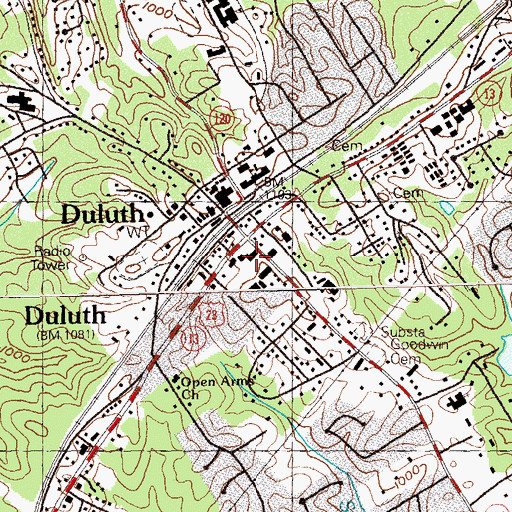 Topographic Map of Proctor Square Shopping Center, GA