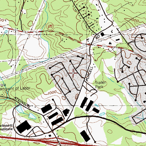 Topographic Map of Purcell Valley, GA