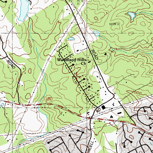 Topographic Map of Rambling Woods, GA