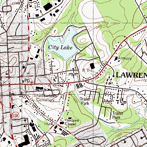 Topographic Map of Rhodes Jordan Park, GA