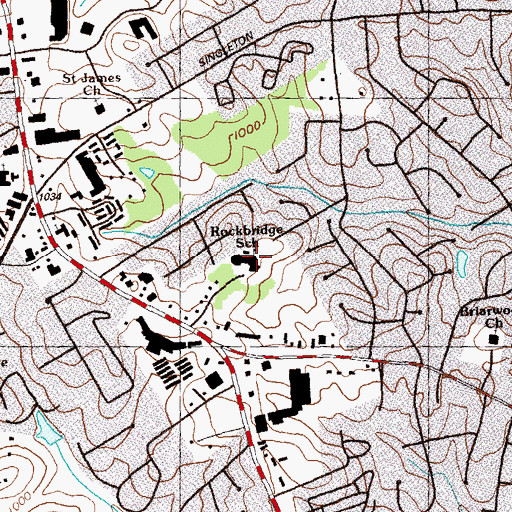 Topographic Map of Rockbridge Elementary School, GA