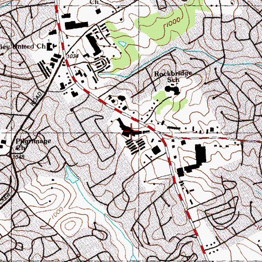 Topographic Map of Rockbridge Plaza Shopping Center, GA