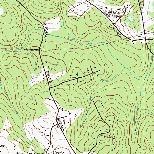 Topographic Map of Saddleback Estates, GA