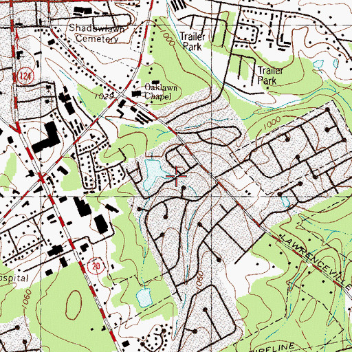 Topographic Map of Sandlewood, GA