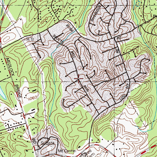 Topographic Map of Scotts Mill, GA