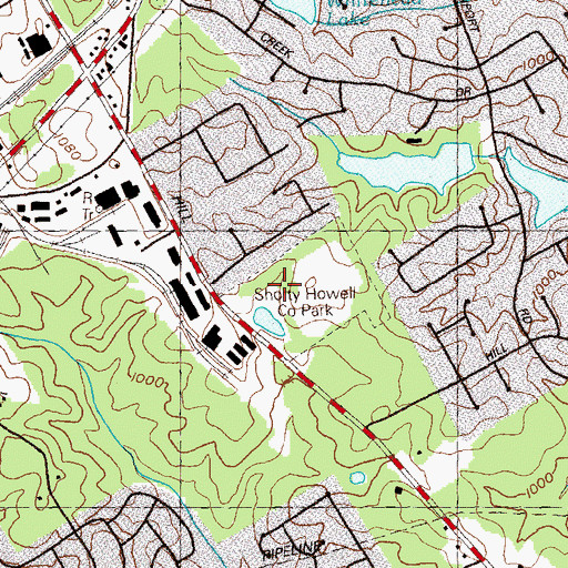 Topographic Map of Shorty Howell County Park, GA