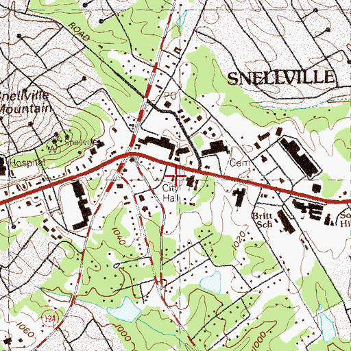 Topographic Map of Snellville City Hall, GA