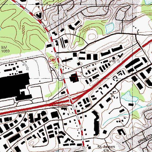 Topographic Map of Southern Plaza Shopping Center, GA