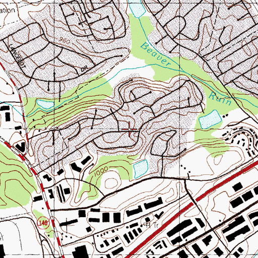 Topographic Map of Springdale Estates, GA