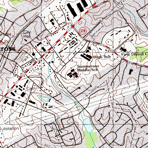 Topographic Map of Summerour Middle School, GA