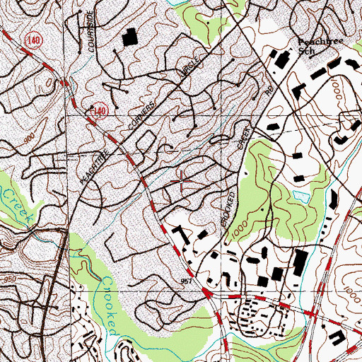 Topographic Map of The Corners, GA