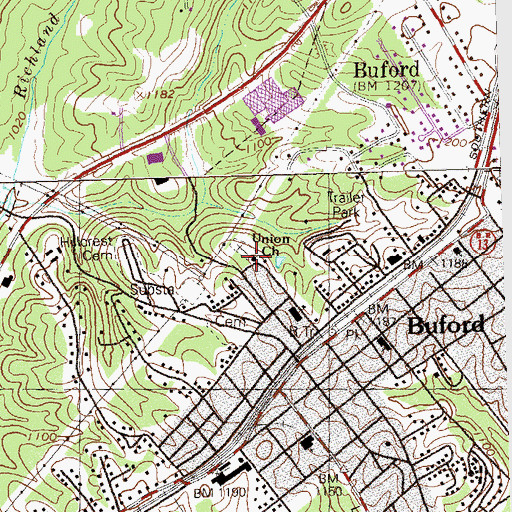 Topographic Map of Union Church, GA