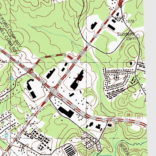 Topographic Map of Village Square Shopping Center, GA