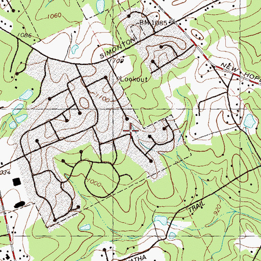 Topographic Map of Waverly Woods, GA