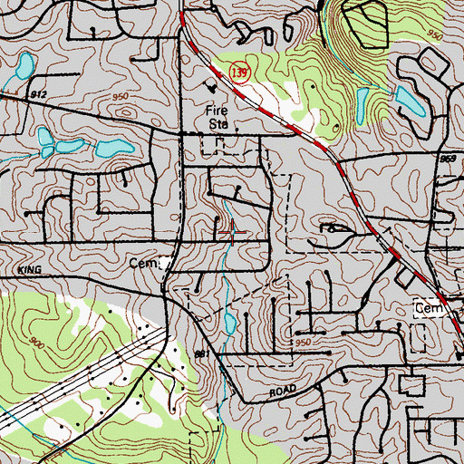 Topographic Map of Green Acres, GA