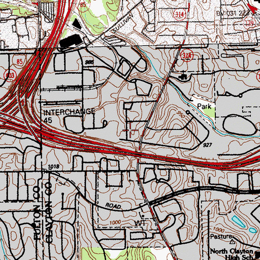 Topographic Map of Lakeview Heights, GA