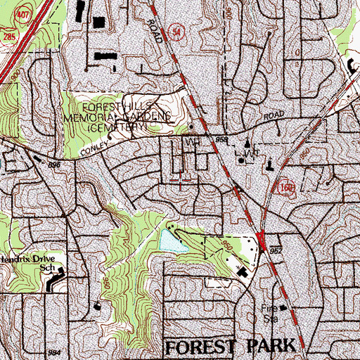 Topographic Map of Mountain View Plaza, GA