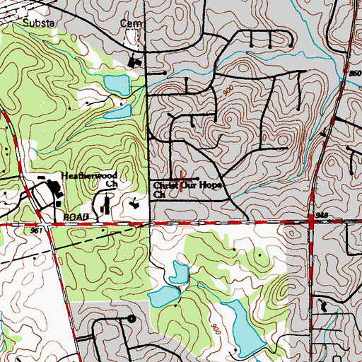 Topographic Map of Otranto Hills, GA