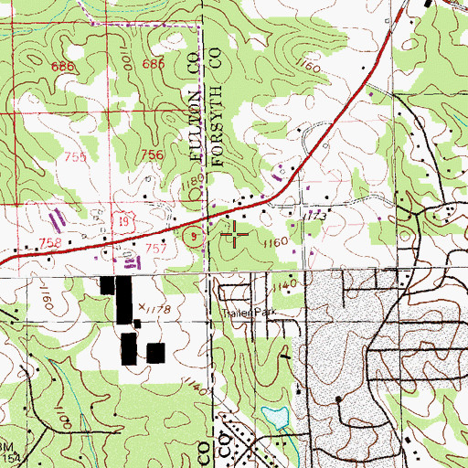 Topographic Map of Rollingwood Mobile Home Park, GA