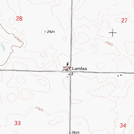 Topographic Map of Larslan Post Office (historical), MT