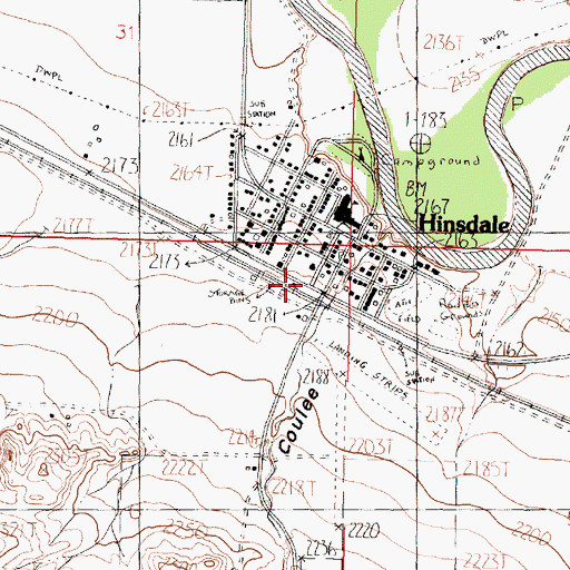 Topographic Map of Hinsdale, MT