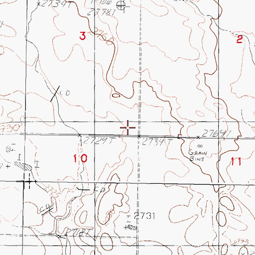 Topographic Map of Grain Post Office (historical), MT
