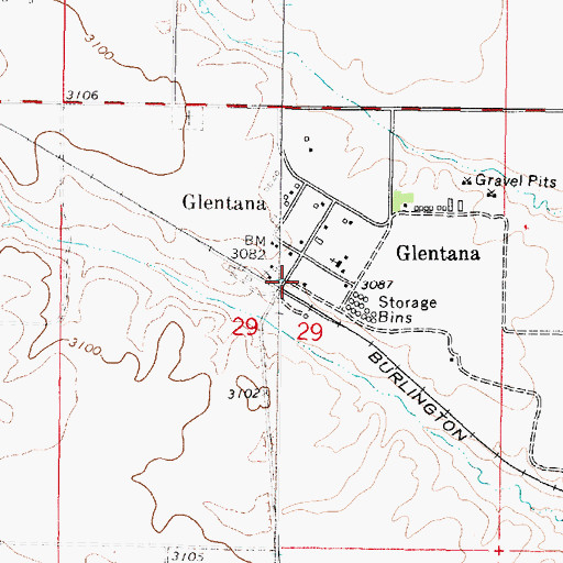 Topographic Map of Glentana (historical), MT